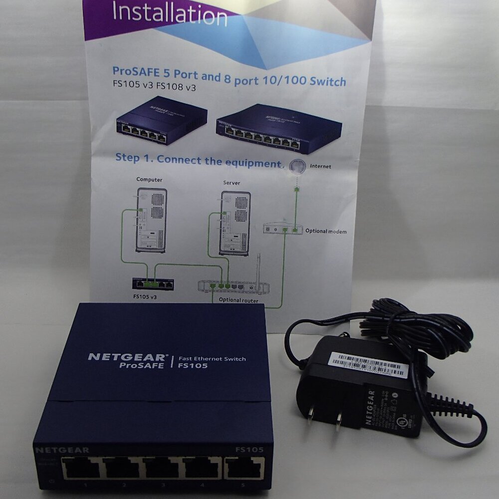 NETGEAR 5-Port Fast Ethernet 10/100 Unmanaged Switch (FS105) Desktop and ProSAFE